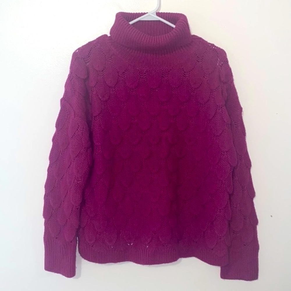 Urban Outfitters THML Textured Magenta Turtleneck Knit Sweater
